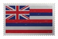 Hawaii US flag on old postage stamp, vector Royalty Free Stock Photo