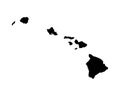 Hawaii US Map. HI USA State Map. Black and White Hawaiian State Border Boundary Line Outline Geography Territory Shape Vector Illu