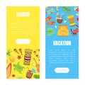 Hawaii Vacation Landing Page Templates Set, Summer Vacation Adventures Web Page, Mobile App, Homepage Vector
