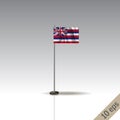 Hawaii vector flag template. Waving Hawaiian flag on a metallic pole, isolated on a gray background Royalty Free Stock Photo