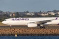 Hawaiian Airlines Airbus A330 aircraft at Sydney Airport after a flight from Honolulu Royalty Free Stock Photo