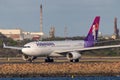 Hawaiian Airlines Airbus A330 aircraft at Sydney Airport after a flight from Honolulu Royalty Free Stock Photo