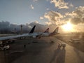 Hawaiian Airlines Planes parked at Honolulu International airport Royalty Free Stock Photo