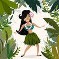 Hawaiian Aloha Party Invitation with Hawaiian hula dancing girl in tropical jungle Royalty Free Stock Photo