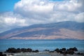 Hawaiian beach background. Enjoying paradise in Hawaii. Panorama tropical landscape of summer scenery with palm trees Royalty Free Stock Photo