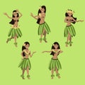 Hawaiian cartoon girls dancing hula vector image Royalty Free Stock Photo