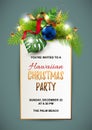 Hawaiian Christmas party invitation with exotic tropical leaves