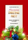 Hawaiian Christmas party invitation with exotic tropical leaves