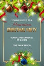 Hawaiian Christmas party invitation with exotic tropical leaves