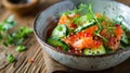 Hawaiian dish with salmon, avocado and cucumber