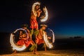Hawaiian FIre Dancers in the Ocean Royalty Free Stock Photo