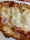 Hawaiian flatbread pizza close up
