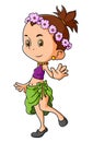 The hawaiian girl is dancing in the beach Royalty Free Stock Photo