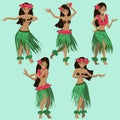 Hawaiian cartoon girls dancing hula vector image Royalty Free Stock Photo