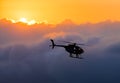 Hawaiian helicopter flying toward Kilauea crater