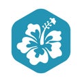 Hawaiian hibiscus icon. A flowering perennial angiosperm plant of the Malvaceae family. The symbol of the Hawaiian Islands.