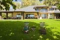 Big hawaiian house with garden table and chairs in the northshore oahu hawaii