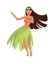 Hawaiian hula dancer young pretty woman. Royalty Free Stock Photo