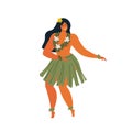 Hawaiian hula dancers young pretty woman. Vector illustration. Royalty Free Stock Photo