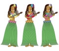 Hawaiian hula girls with guitars