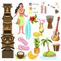 Hawaiian icons and symbols set