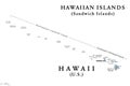 Hawaiian Islands, Sandwich Islands, gray political map