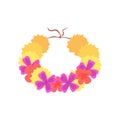 Hawaiian lei with bright colorful flowers, traditional necklace cartoon vector illustration Royalty Free Stock Photo