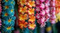 Hawaiian Lei Day: Traditional Tropical Flower Garlands, Symbolizing Culture and Tradition in Close-up