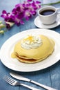 Hawaiian lilikoi passion fruit pancake Royalty Free Stock Photo