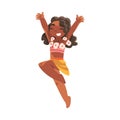 Hawaiian Little Girl Character with Lei Garland or Wreath Hula Dancing Vector Illustration Royalty Free Stock Photo