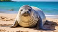 The Hawaiian monk seal is an endangered species of earless seal in the family Phocidae that is endemic Royalty Free Stock Photo