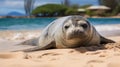 The Hawaiian monk seal is an endangered species of earless seal in the family Phocidae that is endemic Royalty Free Stock Photo