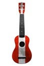 Hawaiian national guitar, ukulele, with a painted Austria flag, on a white isolated background, as a symbol of folk art or a