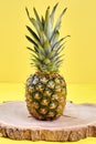 Hawaiian pineapple on natural wood.