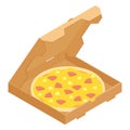 Hawaiian pizza in a box for restaurants or pizzerias