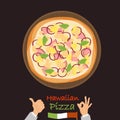 Hawaiian pizza color flat icon
