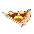 Hawaiian pizza pineapple, ham - illustration/ clipart