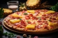 Hawaiian Pizza with Pineapple and Ham Toppings Royalty Free Stock Photo