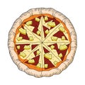 Hawaiian pizza pineapple, ham - illustration/ clipart