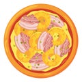 Hawaiian Pizza With Pineapple Top. Fast Food Cartoon Icon
