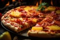 Hawaiian Pizza with Pineapple and Ham Toppings Royalty Free Stock Photo