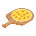 Hawaiian pizza on wooden board for restaurants or pizzerias