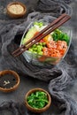 Hawaiian salmon poke salad Royalty Free Stock Photo