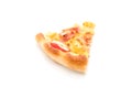 hawaiian seafood pizza on white background