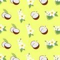 Hawaiian seamless pattern with tropical fruits and flowers. Vector illustration. Easy to use for backdrop, textile Royalty Free Stock Photo