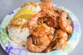 Hawaiian Shrimp Plate Lunch Royalty Free Stock Photo