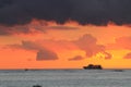 Hawaiian sight of ocean with cruise boat on the horizon