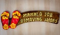 Hawaiian Sign: Thank you for removing your shoes - Mahalo Royalty Free Stock Photo