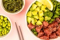 Hawaiian Style Tuna And Avocado Sashimi Poke Food Bowl Royalty Free Stock Photo