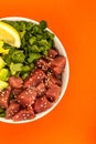 Hawaiian style tuna and avocado sashimi poke food bowl Royalty Free Stock Photo